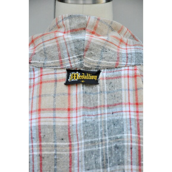 Vintage Unisex Checkered Plaid Robe Bed Jacket Layering Loungewear Duster S - M - Picture 3 of 8